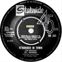 Del Shannon Stranger In Town USED VINYL SINGLE 7INCH 45 RPM