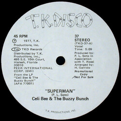Celi Bee & The Buzzy Bunch Superman / One Love USED VINYL 12INCH 45 RPM PROMO