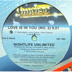 Nightlife Unlimited Love Is In You (No. 2) / Dance Freak And Boogie (No. 2) USED VINYL 12INCH 33 S RPM STEREO