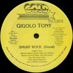 Gigolo Tony Smurf Rock USED VINYL 12INCH 33 S RPM