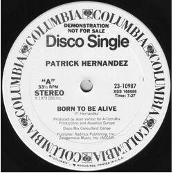Patrick Hernandez Born To Be Alive USED VINYL 12INCH 33 S RPM SINGLE PROMO