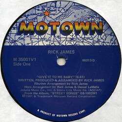 Rick James Give It To Me Baby USED VINYL 12INCH 33 S RPM SINGLE