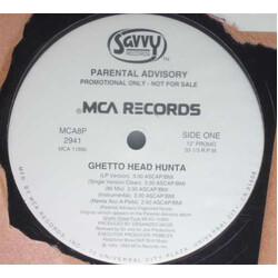 Parental Advisory Ghetto Head Hunta USED VINYL 12INCH 33 S RPM PROMO