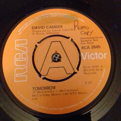 David Cassidy Tomorrow / Half Past Your Bedtime USED VINYL 7INCH 45 RPM SINGLE PROMO