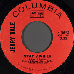 Jerry Vale Stay Awhile VINYL 7" USED