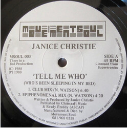 Janice Christie Tell Me Who (Who's Been Sleeping In My Bed) USED VINYL 12INCH 45 RPM SINGLE