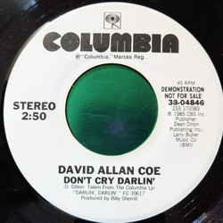 David Allan Coe Don't Cry Darlin' USED VINYL 7INCH 45 RPM PROMO