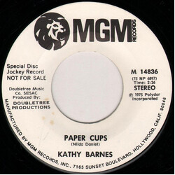 Kathy Barnes Paper Cups USED VINYL 7INCH 45 RPM PROMO