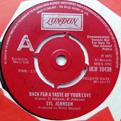Syl Johnson Back For A Taste Of Your Love USED VINYL 7INCH 45 RPM SINGLE PROMO