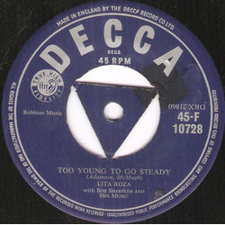 Lita Roza / Bob Sharples And His Music Too Young To Go Steady USED VINYL 7INCH 45 RPM SINGLE MONO