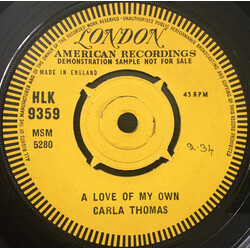 Carla Thomas A Love Of My Own /   Promises USED VINYL 7INCH 45 RPM SINGLE PROMO