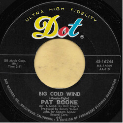 Pat Boone Big Cold Wind USED VINYL 7INCH 45 RPM SINGLE