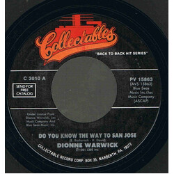 Dionne Warwick Do You Know The Way To San Jose / Message To Michael USED VINYL 7INCH 45 RPM REISSUE