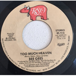 Bee Gees Too Much Heaven / Rest Your Love On Me USED VINYL 7INCH 45 RPM SINGLE STYRENE STEREO