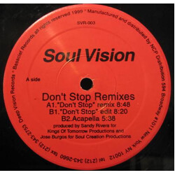Soul Vision Don't Stop (Remixes) USED VINYL 12INCH 33 S RPM