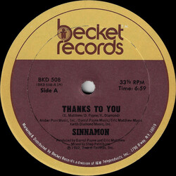 Sinnamon Thanks To You USED VINYL 12INCH 33 S RPM SINGLE