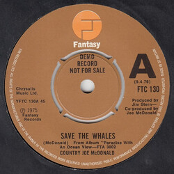 Country Joe McDonald Save The Whales / Oh, Jamaica USED VINYL 7INCH 45 RPM PROMO