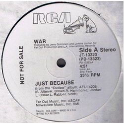 War Just Because USED VINYL 12INCH 33 S RPM PROMO