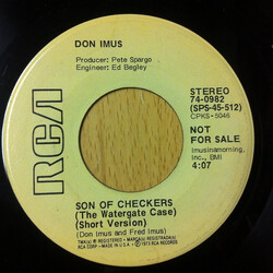 Don Imus Son Of Checkers (The Watergate Case) USED VINYL 7INCH 45 RPM PROMO