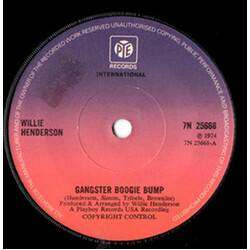Willie Henderson Gangster Boogie Bump / Let's Merengue USED VINYL 7INCH 45 RPM SINGLE STEREO MONO