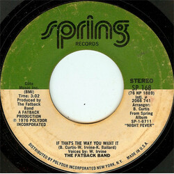 The Fatback Band If That's The Way You Want It / The Booty USED VINYL 7INCH 45 RPM STYRENE