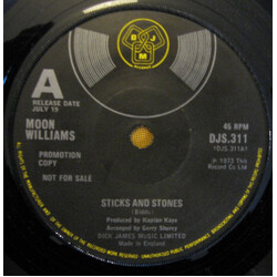 Moon Williams Sticks & Stones USED VINYL 7INCH SINGLE 45 RPM PROMO