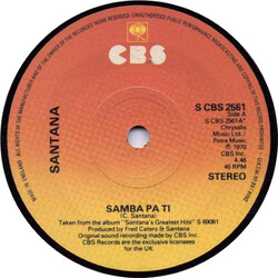 Santana Samba Pa Ti / Incident At Neshabur USED VINYL 7INCH 45 RPM SINGLE STEREO