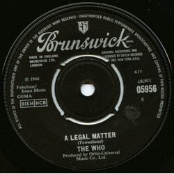 The Who A Legal Matter USED VINYL 7INCH 45 RPM SINGLE