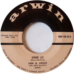 Jan & Arnie / Don Ralke's Music Jennie Lee USED VINYL 7INCH 45 RPM