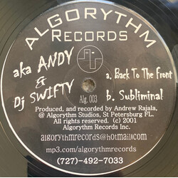 DJ Swifty & aka Andy Back To The Front / Subliminal USED VINYL 12INCH
