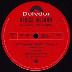 Denise McCann I Don't Wanna Forget You USED VINYL 12INCH 45 RPM STEREO