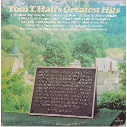 Tom T. Hall Tom T. Hall's Greatest Hits Vinyl LP USED