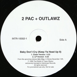 2Pac / The Outlawz Baby Don't Cry (Keep Ya Head Up II) USED VINYL 12INCH SINGLE PROMO 33 S RPM