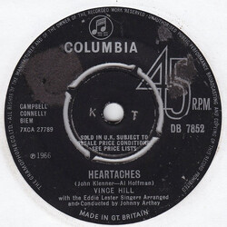 Vince Hill Heartaches USED VINYL 7INCH 45 RPM SINGLE