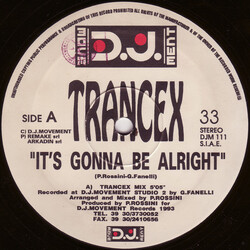 Trancex It's Gonna Be Alright Vinyl 12" USED