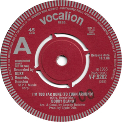 Bobby Bland Im Too Far Gone (To Turn Around) / If You Could Read My Mind USED VINYL 7INCH 45 RPM SINGLE PROMO