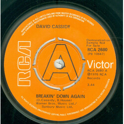 David Cassidy Breakin' Down Again USED VINYL 7INCH PROMO