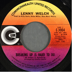 Lenny Welch Breaking Up Is Hard To Do / Get Mommy To Come Back Home USED VINYL 7INCH 45 RPM STYRENE