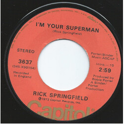 Rick Springfield I'm Your Superman USED VINYL 7INCH 45 RPM SINGLE