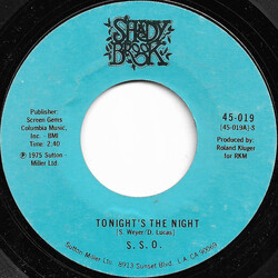 The S.S.O. Orchestra Tonight's The Night USED VINYL 7INCH 45 RPM STYRENE