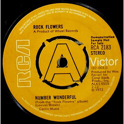 Rock Flowers Number Wonderful USED VINYL 7INCH 45 RPM SINGLE PROMO