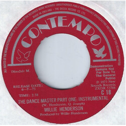 Willie Henderson The Dance Master USED VINYL 7INCH 45 RPM SINGLE PROMO