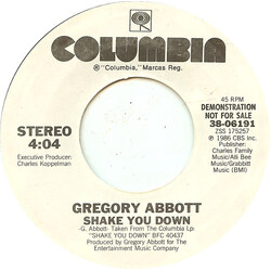 Gregory Abbott Shake You Down USED VINYL 7INCH 45 RPM PROMO