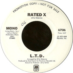 L.T.D. Rated X USED VINYL 7INCH 45 RPM PROMO STEREO MONO