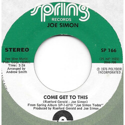 Joe Simon Come Get To This USED VINYL 7INCH 45 RPM SINGLE