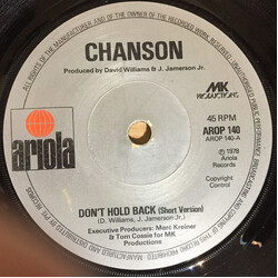 Chanson Don't Hold Back USED VINYL 7INCH 45 RPM