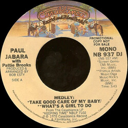 Paul Jabara / Pattie Brooks Medley: Take Good Care Of My Baby / What's A Girl To Do USED VINYL 7INCH 45 RPM SINGLE MONO STEREO PROMO