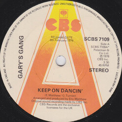 Gary's Gang Keep On Dancin' USED VINYL 7INCH 45 RPM PROMO