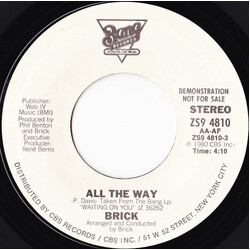 Brick All The Way USED VINYL 7INCH 45 RPM PROMO STYRENE