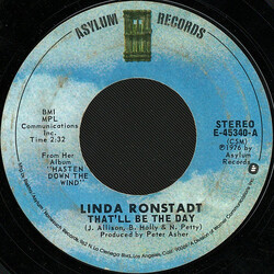 Linda Ronstadt That'll Be The Day / Try Me Again USED VINYL 7INCH 45 RPM SINGLE